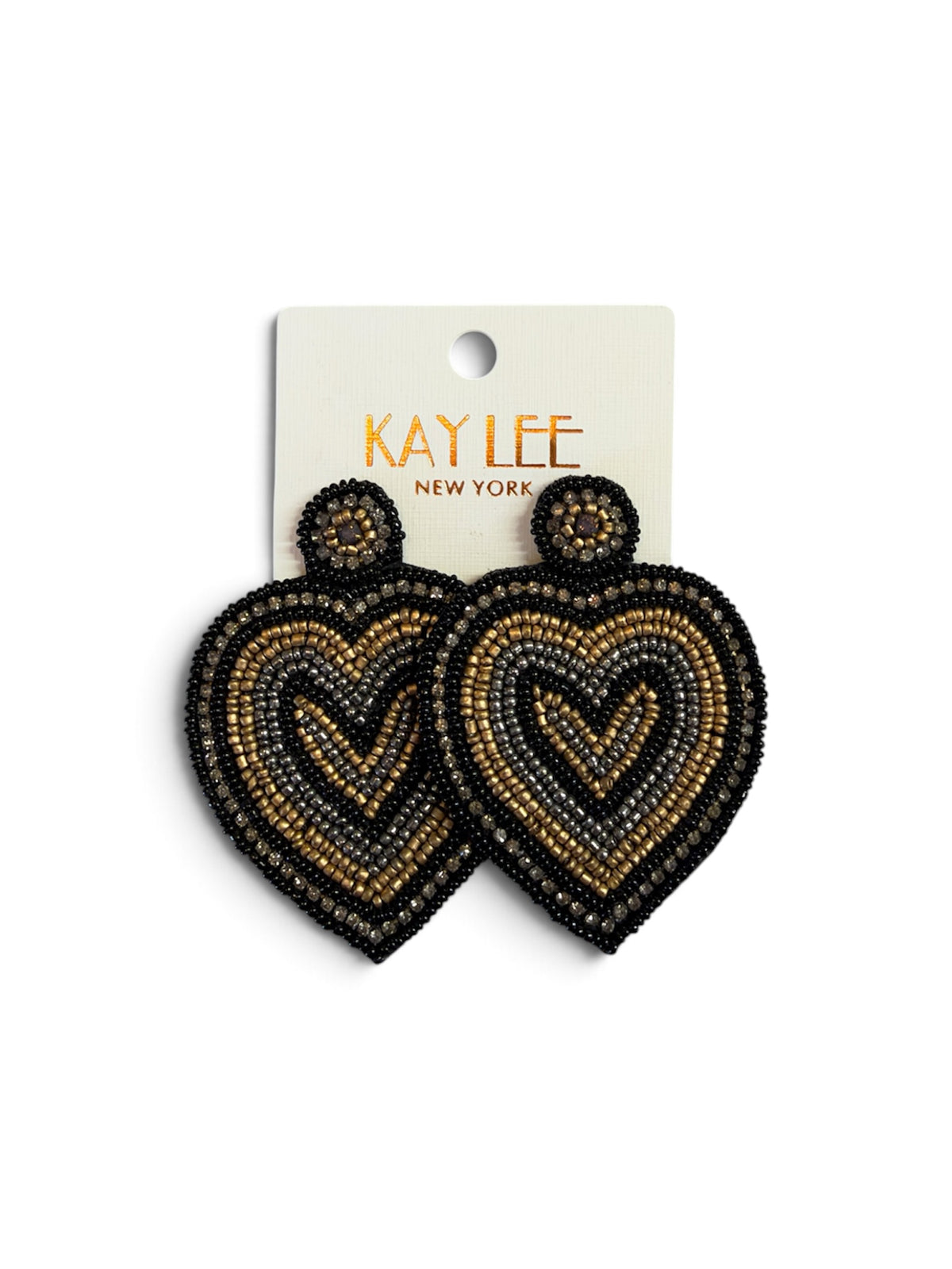 Mixed Metal Beaded Heart Earrings