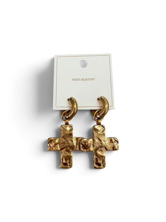 Cross Huggie Hoop Earrings