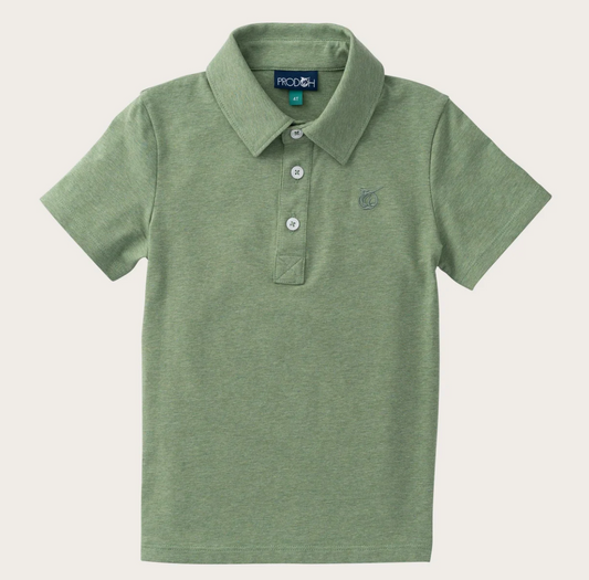 Prodoh Boys Short Sleeve Cotton Polo in Hedge Green