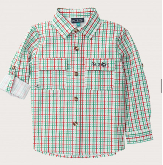 Boys' Long Sleeve Founders Kids Fishing Shirt in Christmas Wonderland