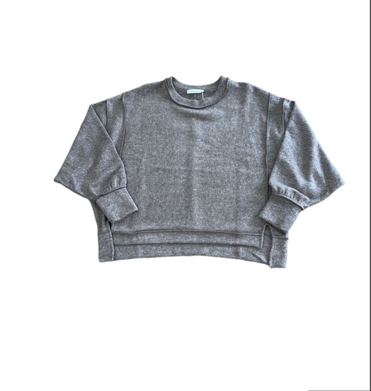 Acid Wash Exposed Seam Fleece Sweatshirt -Brown