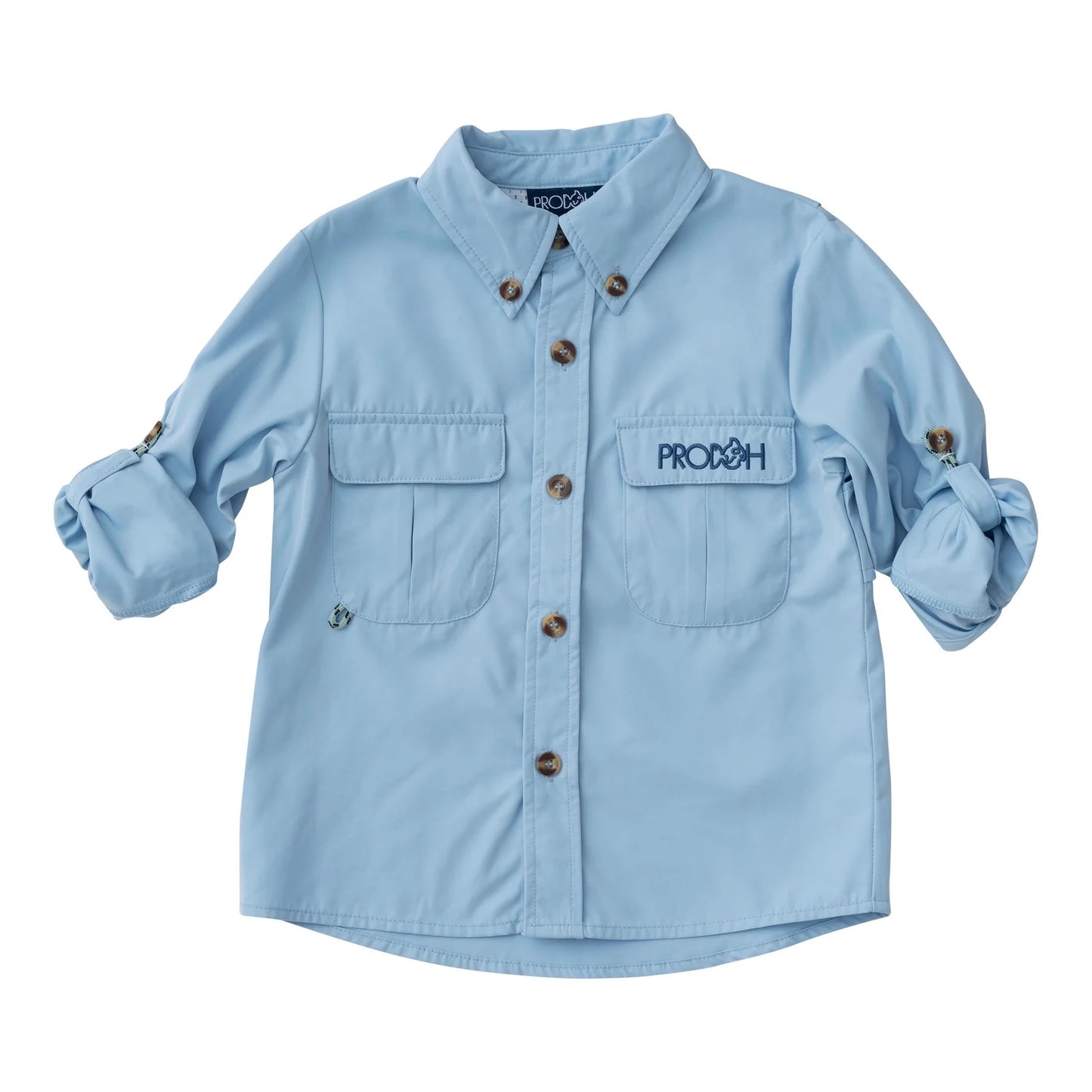Long Sleeve Founders Kids Fishing Shirt — Clear Sky Blue