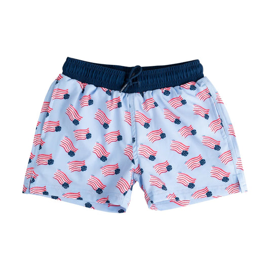 Boys' Boogie Board Swim Trunks American Flag Print