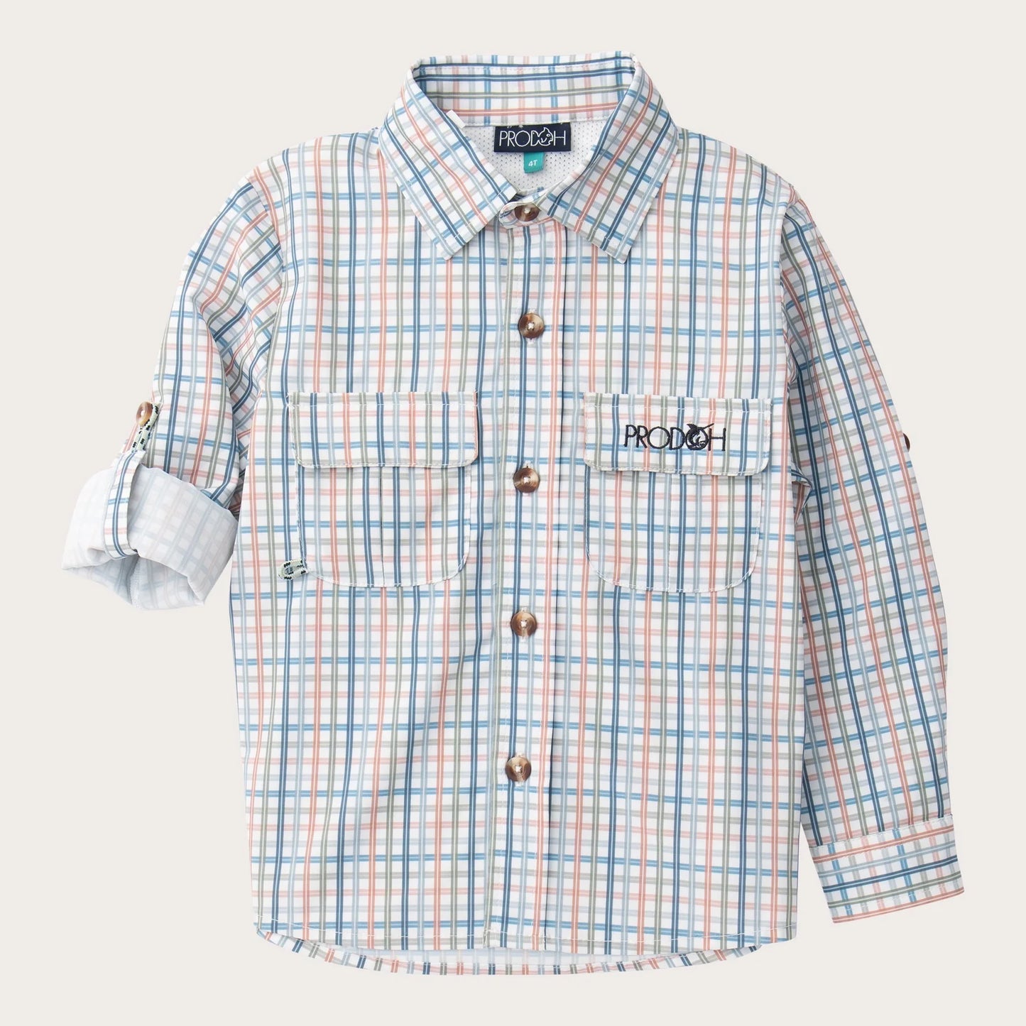 Boys' Long Sleeve Founders Kids Fishing Shirt in Sullivans Island Arona Blue Plaid