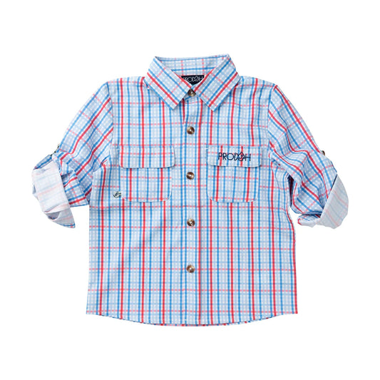 Boys' Long Sleeve Founders Kids Fishing Shirt Patriotic Plaid