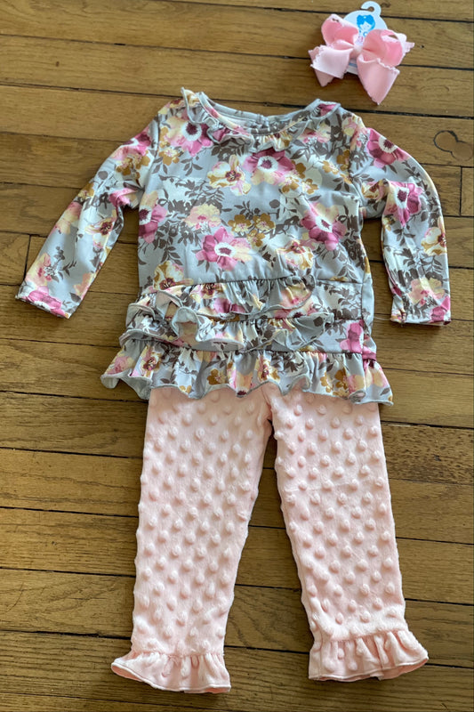 Peach Minky Floral Set