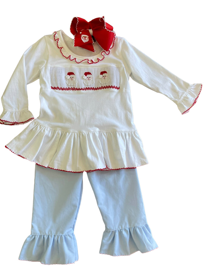 Smocked Santa Two Piece Set